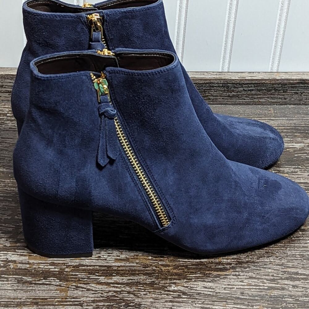 Cole Haan Women's Blue Suede Block Heeled Ankle Bootie Size 8.5 B